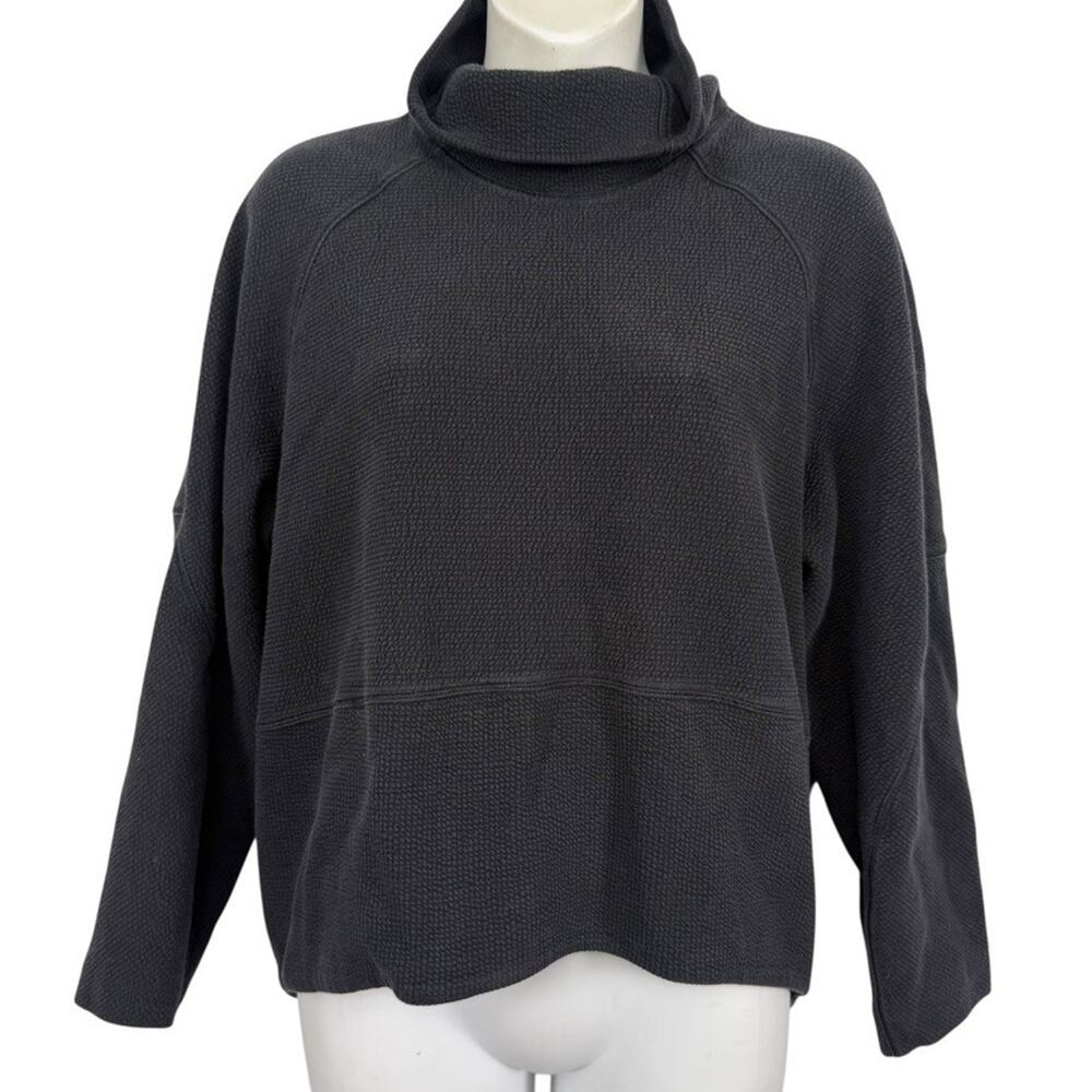 lululemon athletica charcoal gray waffle funnel neck pullover